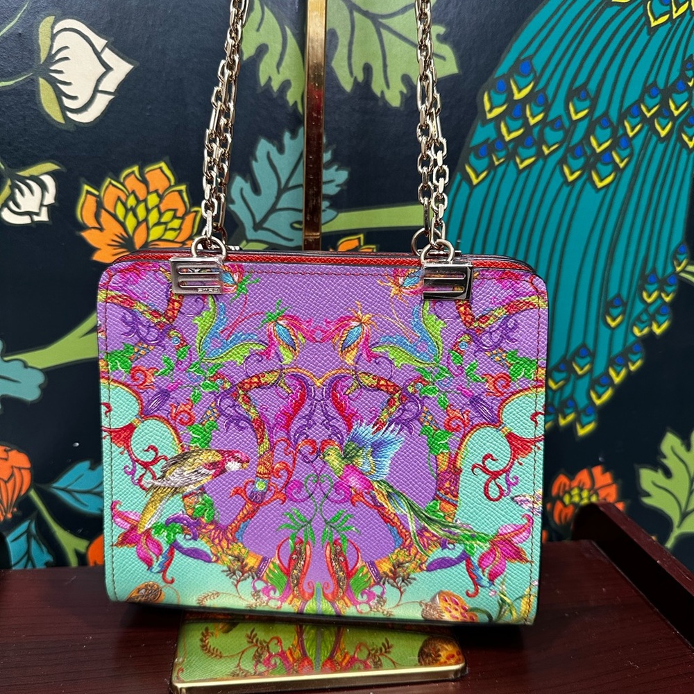 Etro Milano Birds & Baroque Print Leather Chain Bag – Made in Italy - Picture 3 of 15